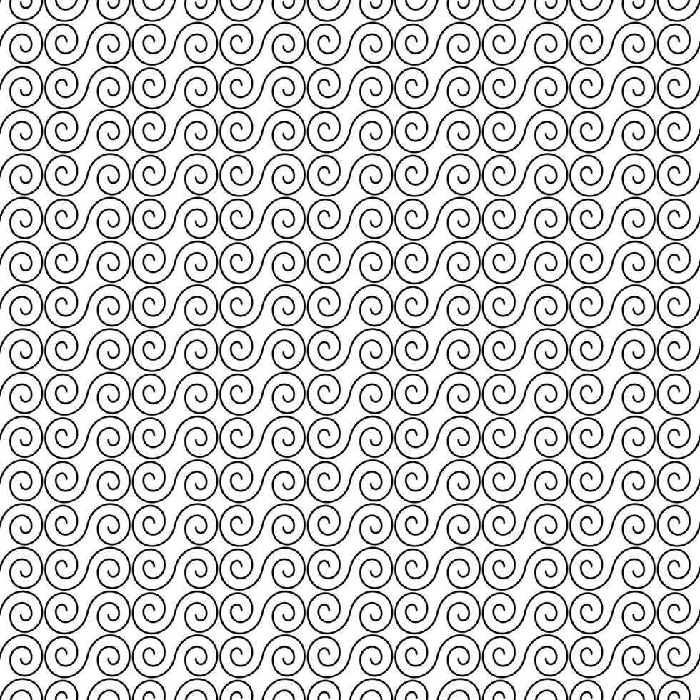 black white simple scrolled geometric seamless vector pattern