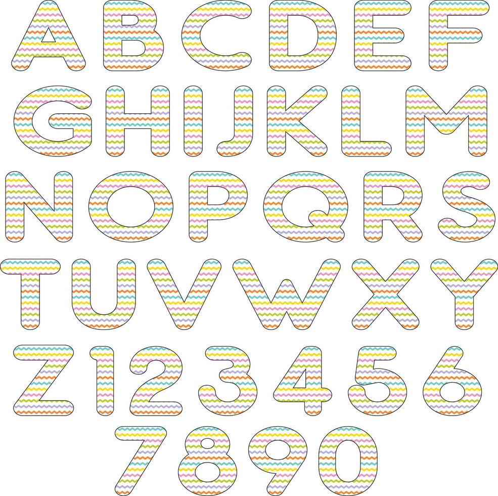 Easter colors zig zag pattern alphabet vector