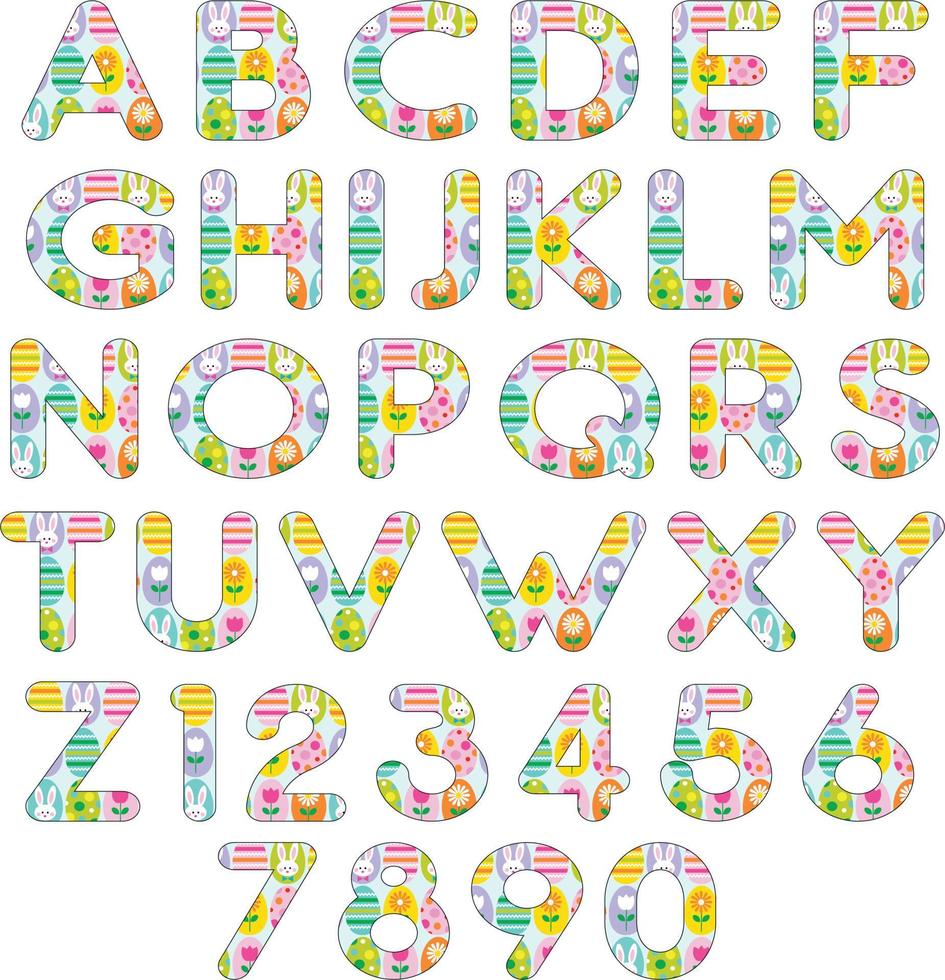 Easter egg pattern alphabet vector