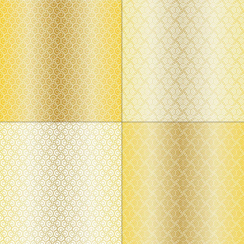 gold white seamless scroll geometric vector patterns