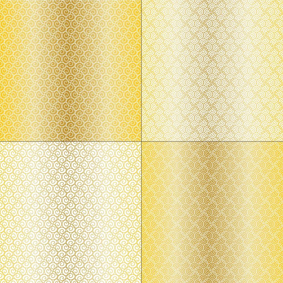 gold white seamless scroll geometric vector patterns