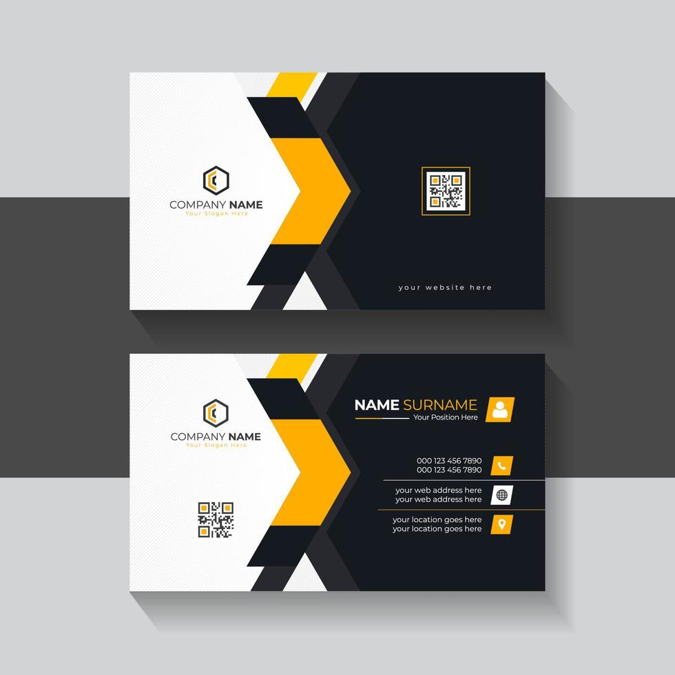 Creative modern professional business card vector design With black and Orange color modern vector template for business