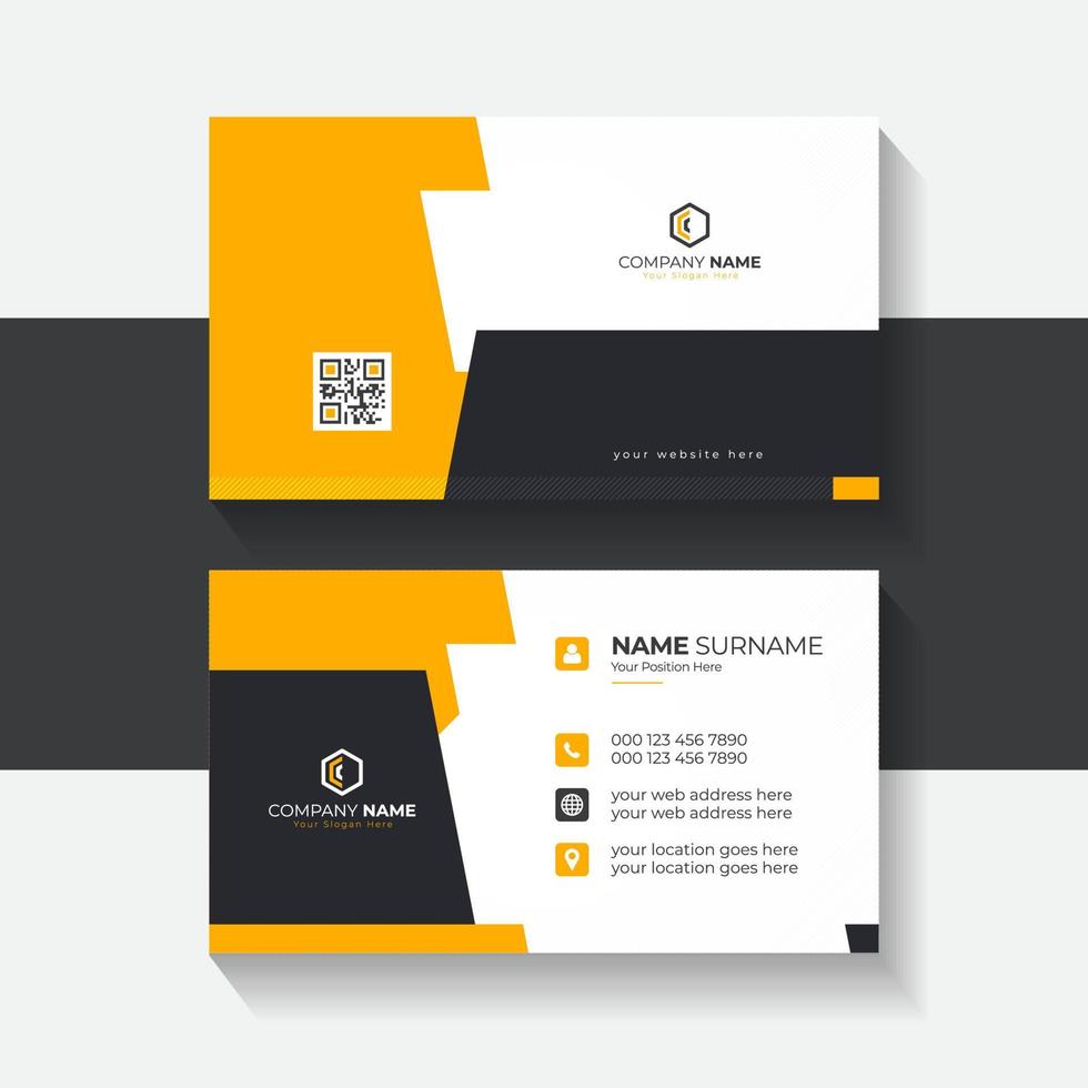 Business card design template for company elegant style. Dark and Orange color business card design for business presentation vector