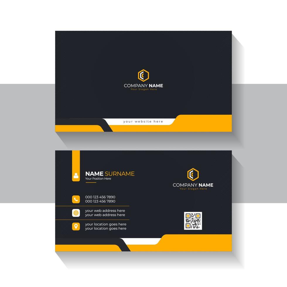 Orange elegant corporate business card template vector design for business