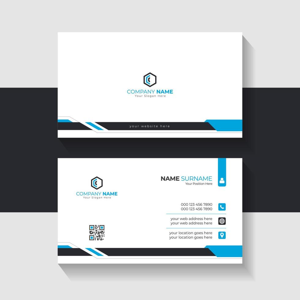 Clean blue and White Business Card Template, Clean professional business card template, vector