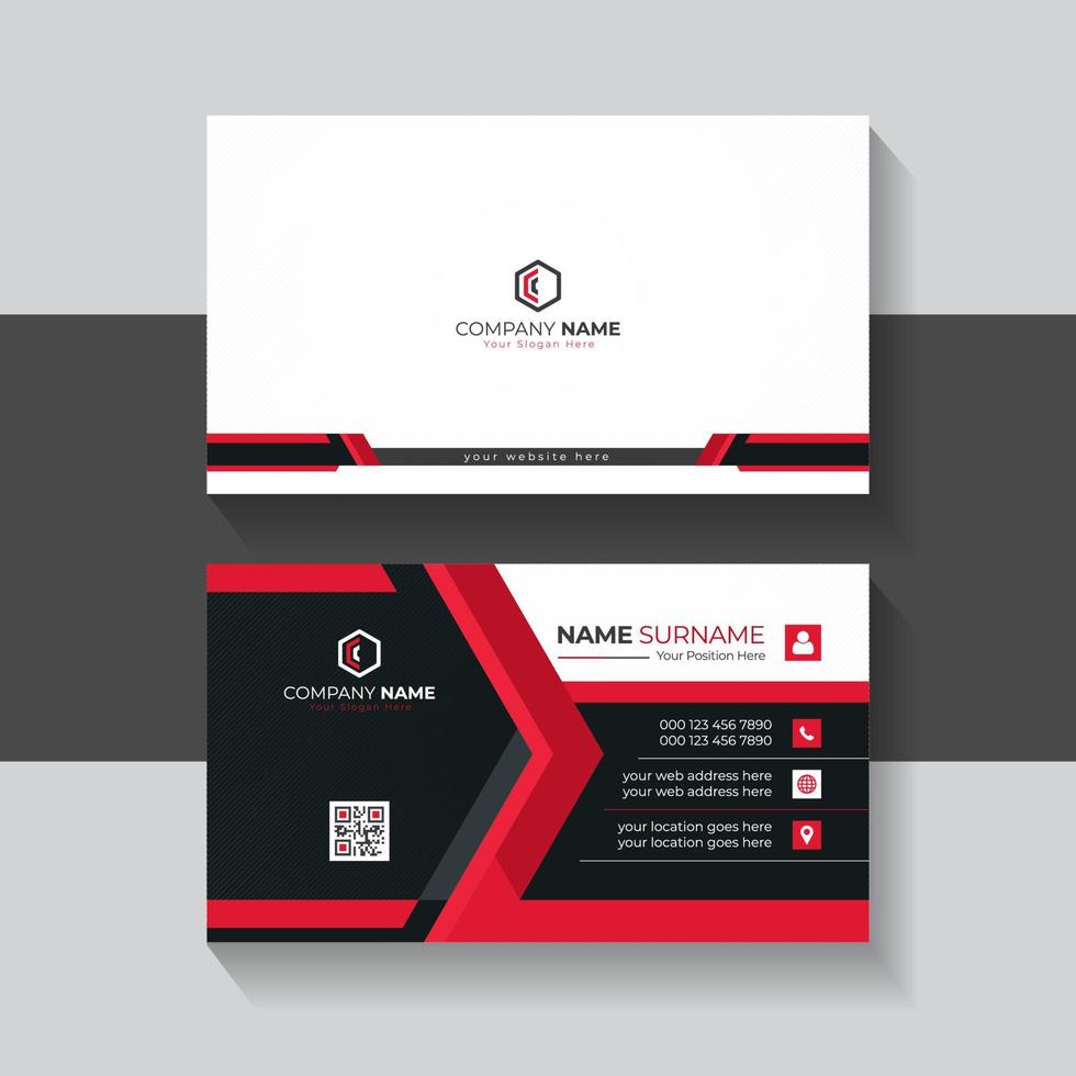 Creative, Corporate, and Modern Business Card Template Design with Black and Red Color Layout  for business presentation vector