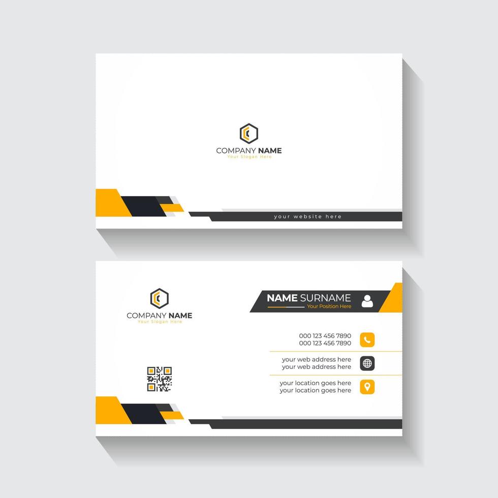 Creative and Clean business card template with modern orange details vector
