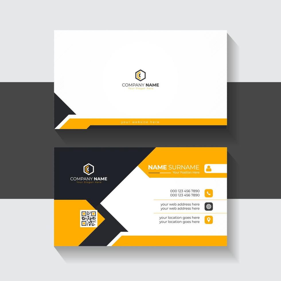 Elegant business card template with Creative yellow and dark black color abstract Layout for business presentation vector