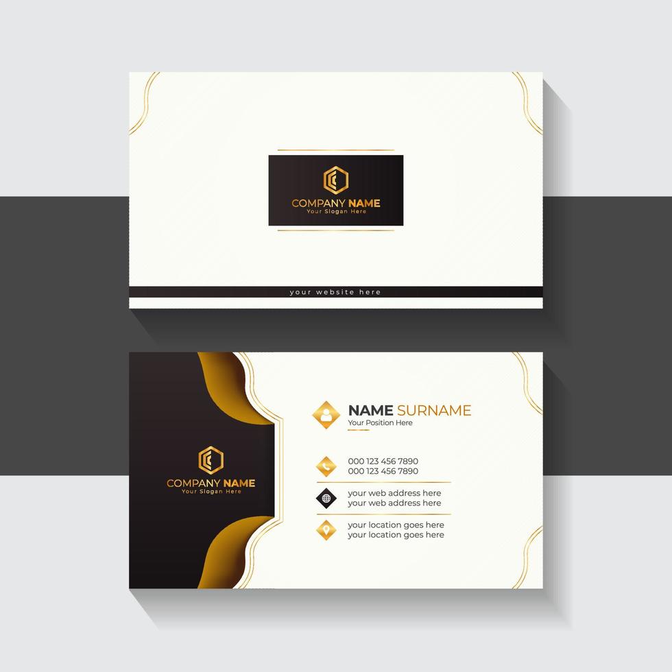 Corporate White and Golden Creative Luxury Business Card Template with Pattern Background vector