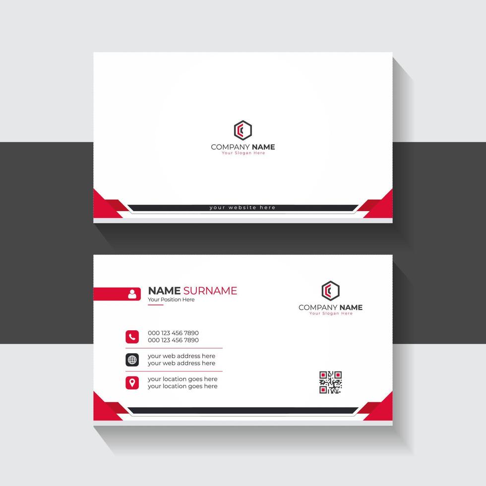 creative and Clean business card template with red and white details vector template for business presentation