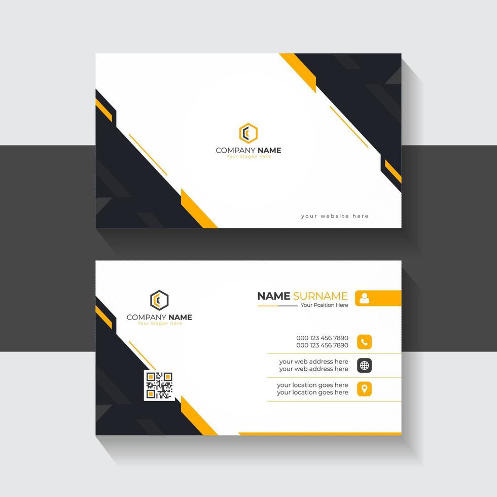 Modern Dark Black and Orange business card design vector Design Layout for business presentation