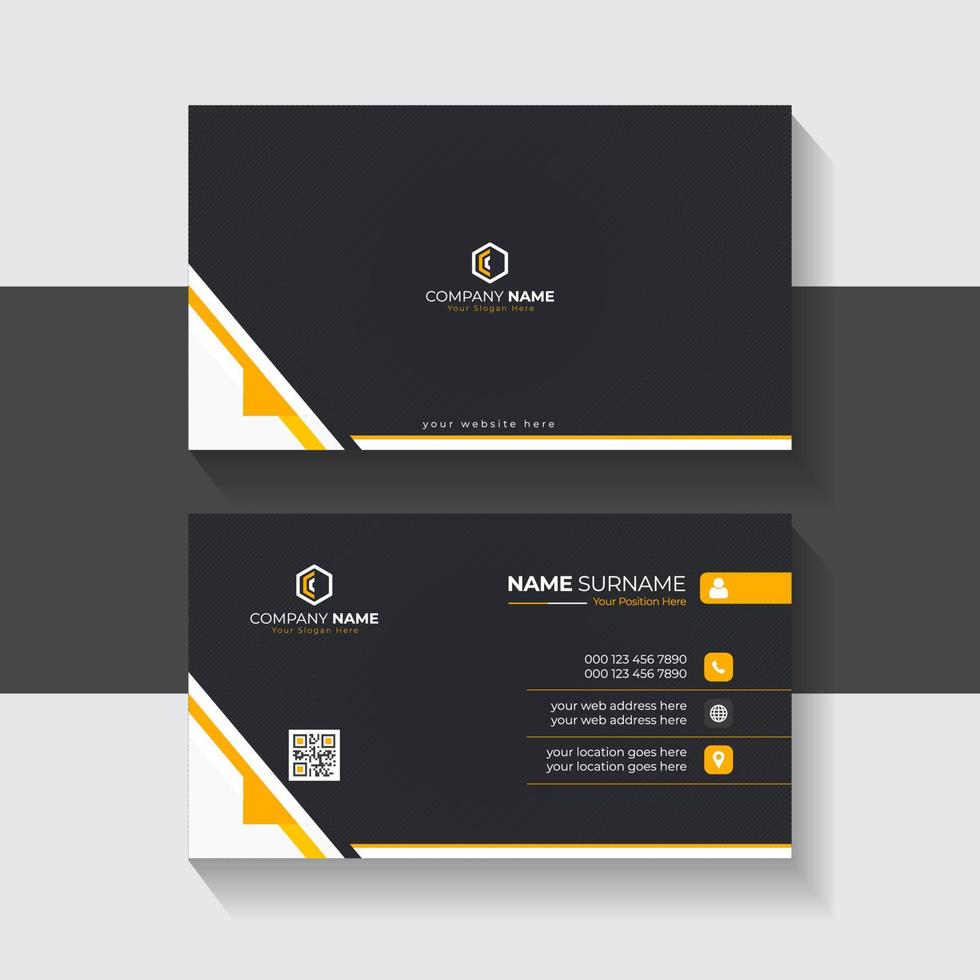 Modern Dark Black and Orange business card design vector Abstract style minimalist vector print template for business presentation