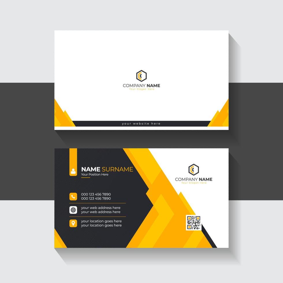 resumen elegante moderno negocio tarjeta modelo diseño con oscuro negro y amarillo diseño para negocio presentación vector