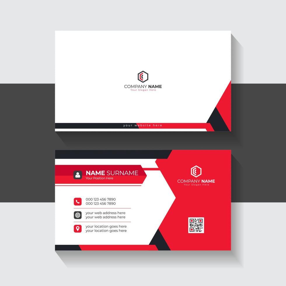Abstract Creative and Modern Business Card Template Design with Red and White Layout for business presentation vector