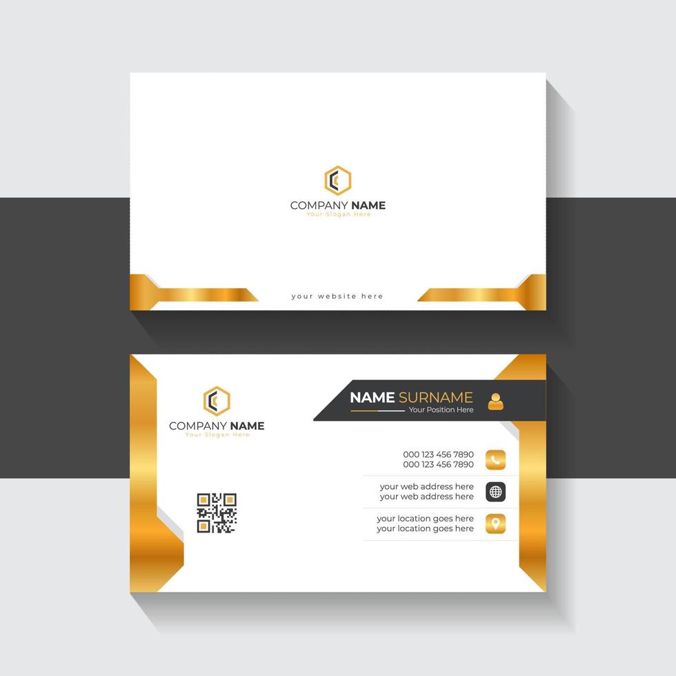 Abstract Elegant Luxury Business Card Template Design with gold and White Layout for business presentation vector