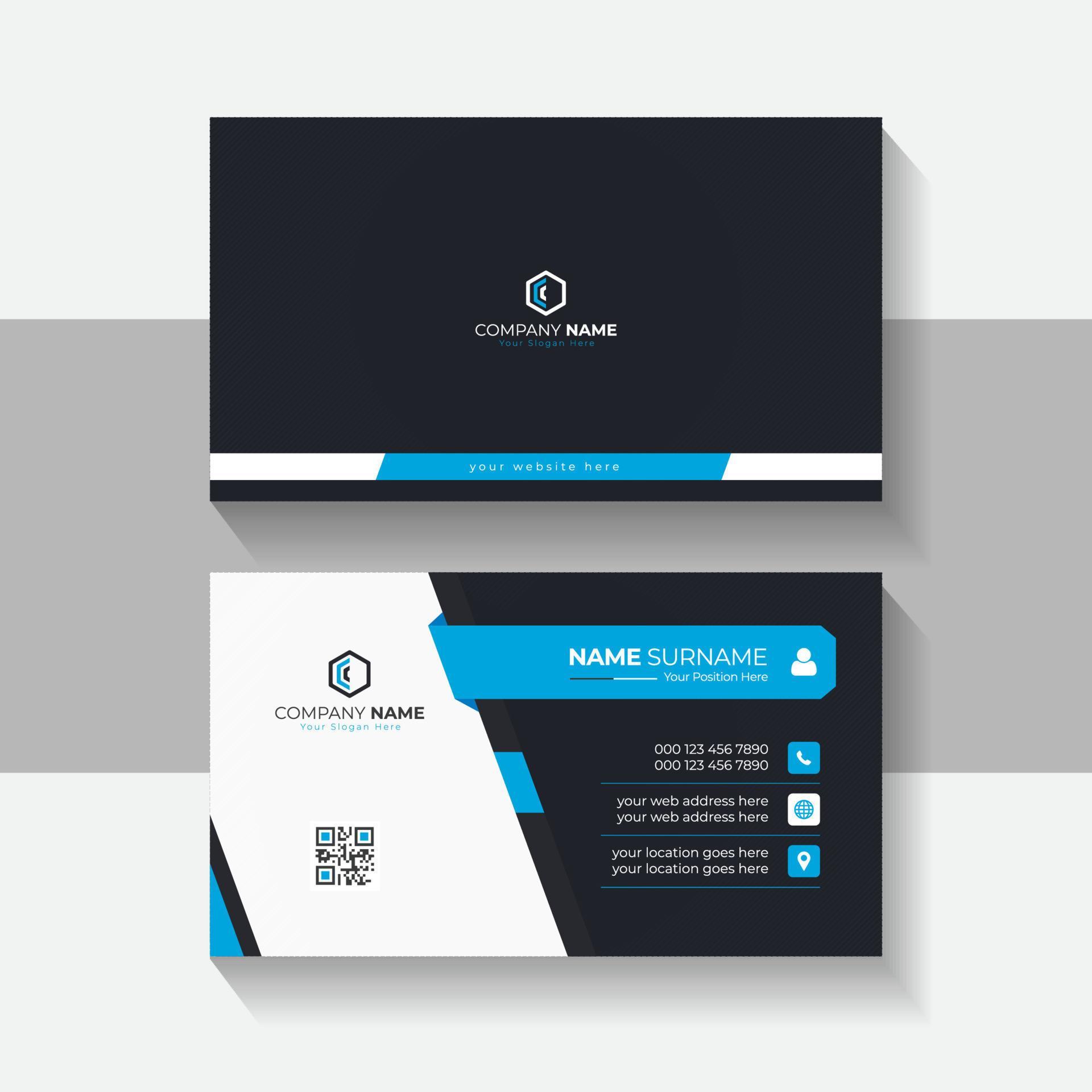professional black and blue Modern business card template vector