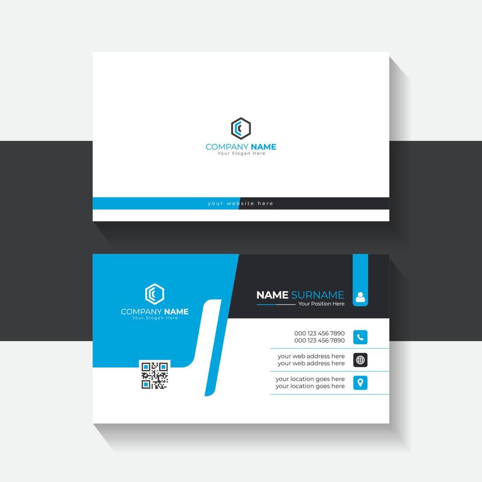 Creative and Clean blue and White Business Card Template, Clean professional business card template for business vector