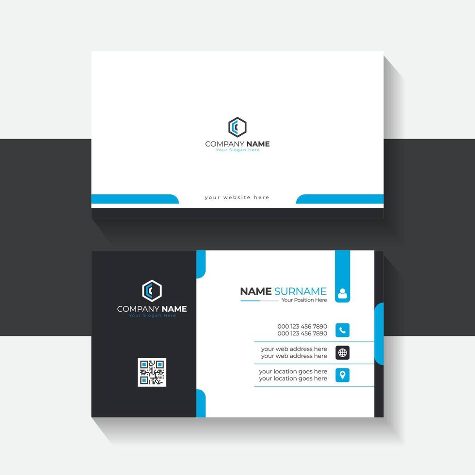 professional and clean blue and White Business Card Template, Clean professional business card template for business vector