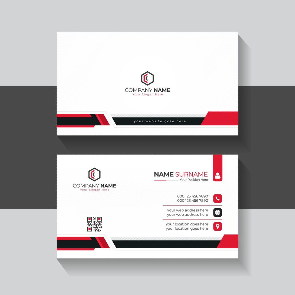 Clean and simple modern business card template with Black and Red Color Layout  for business presentation vector