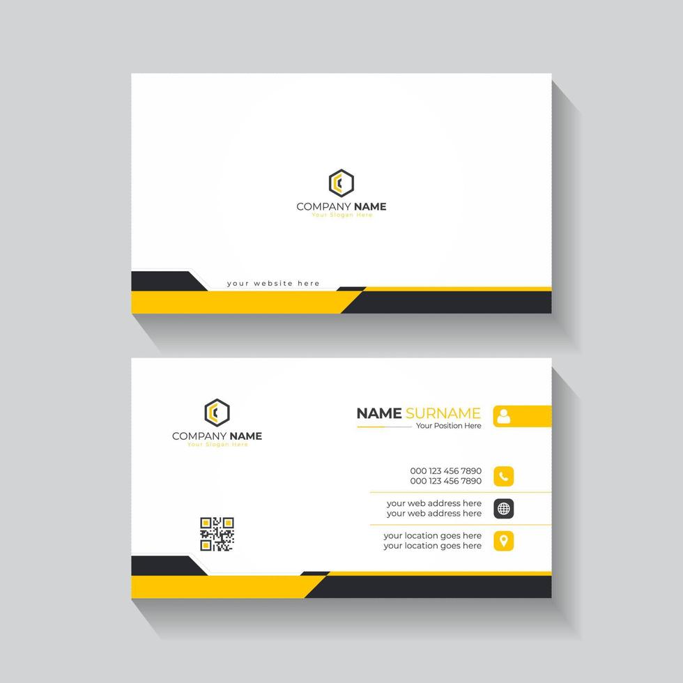 Clean and modern business card template with orange details vector