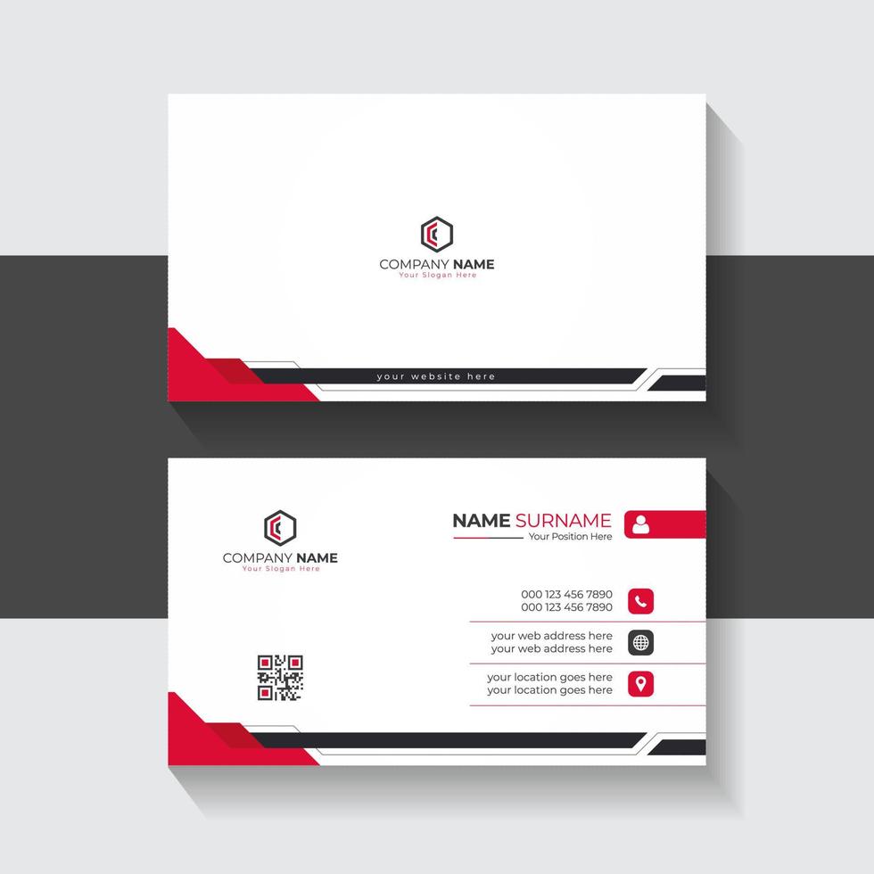 Red and White Business Card Design Abstract Visiting Card Template for business presentation vector