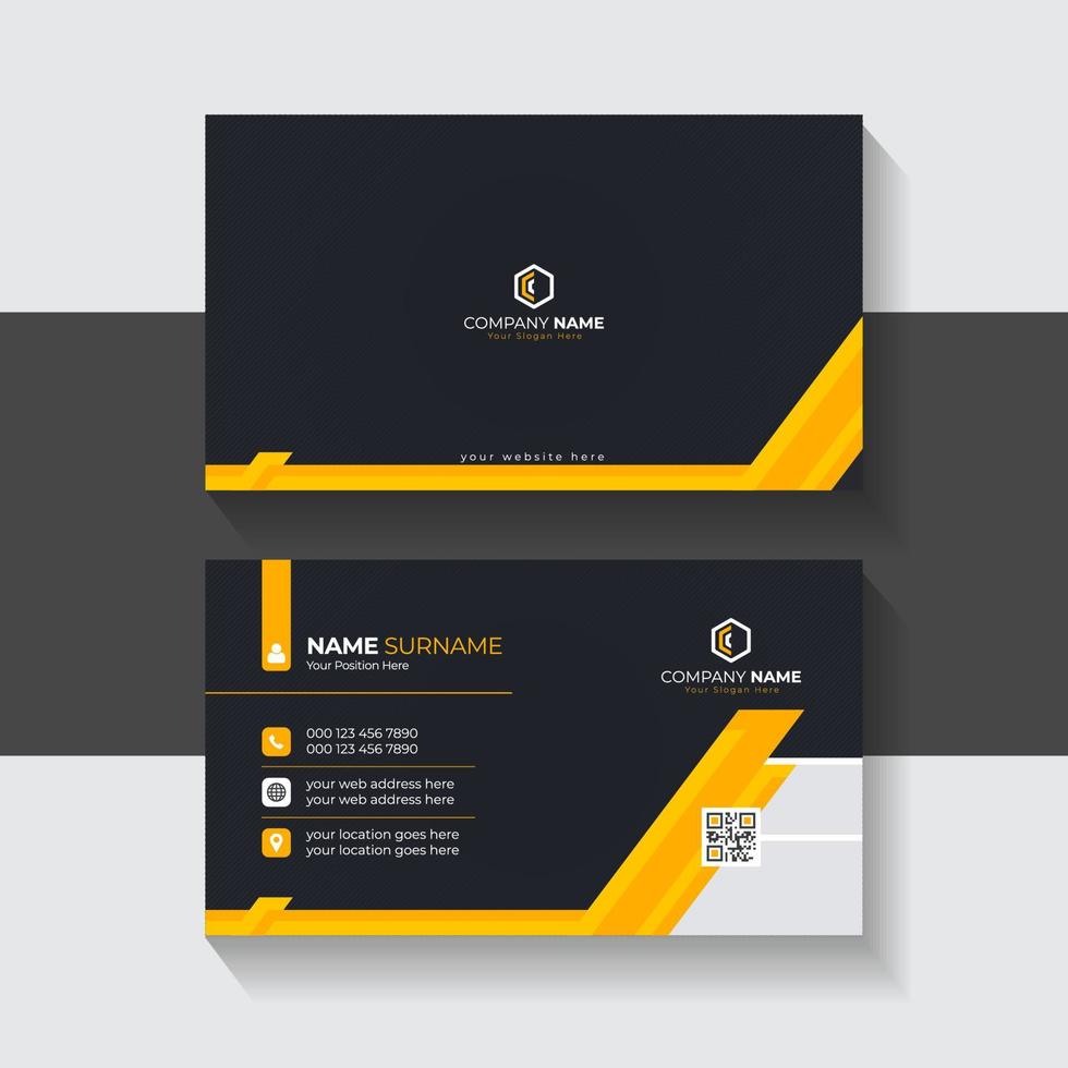 Dark Black and Orange Creative Abstract Elegant Business Card Template Design Layout for business presentation vector