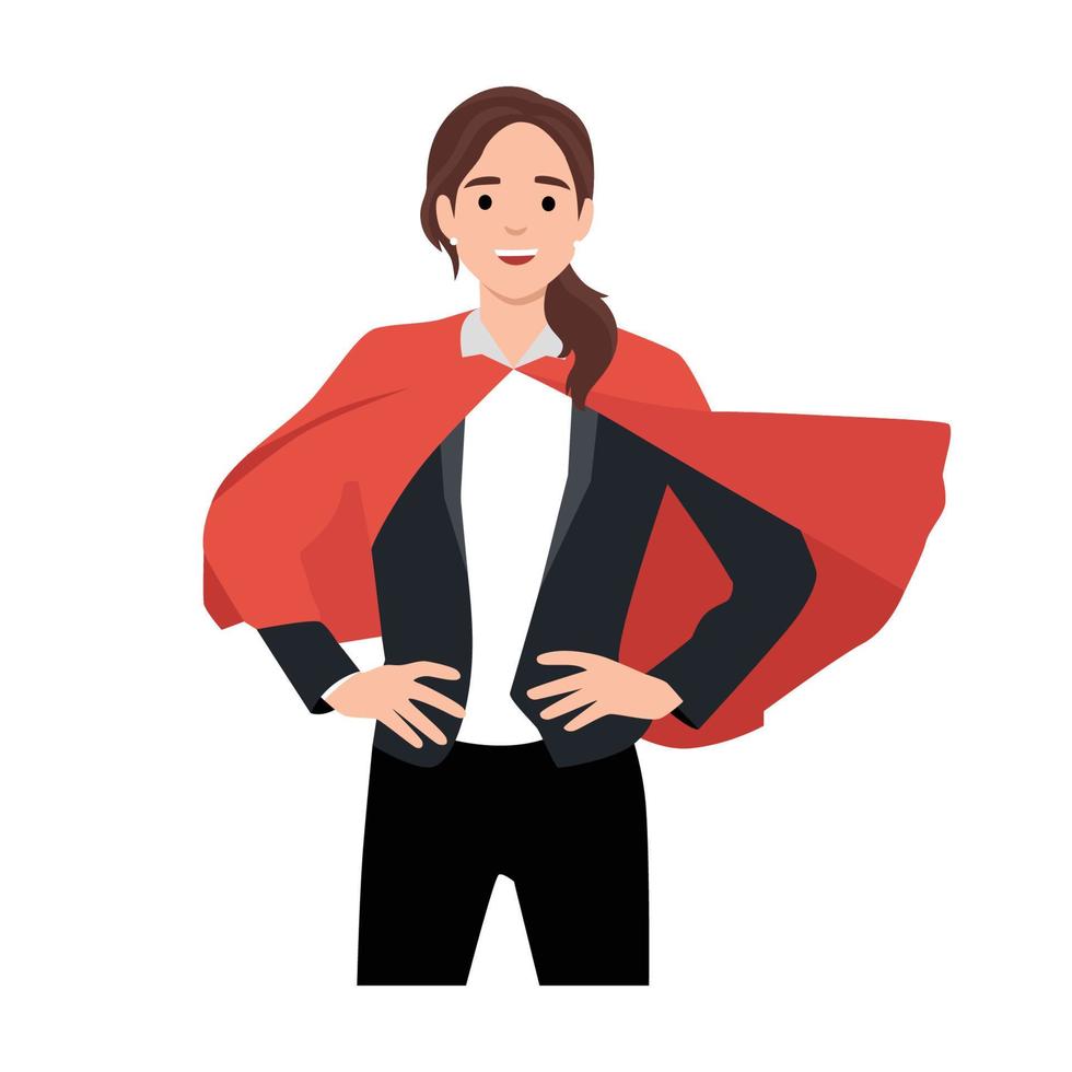 Super Business Woman office manager in superhero costume, Business woman hands on hip. vector