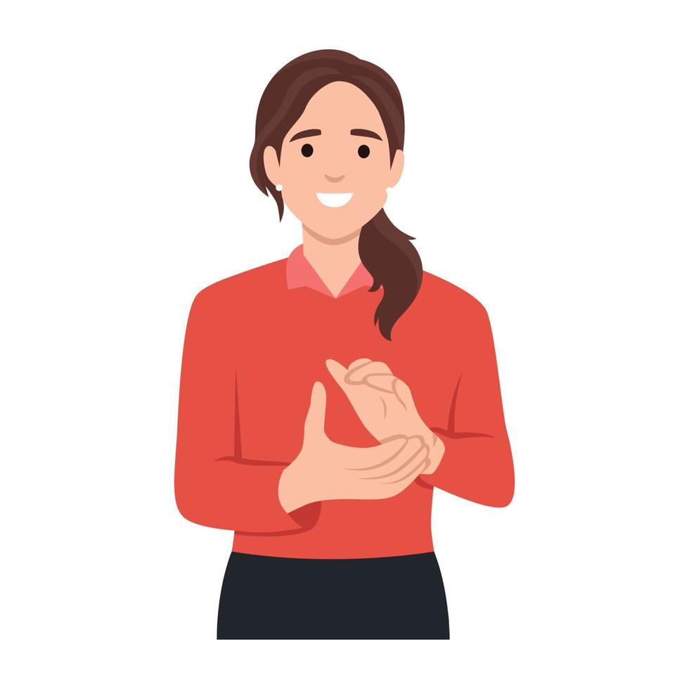 Young teenager woman clapping with both hands applause congratulations concept vector