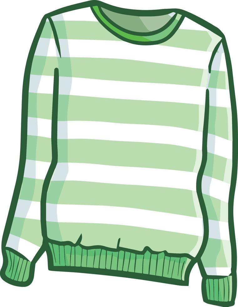 Funny and cute green stripes sweater for woman vector