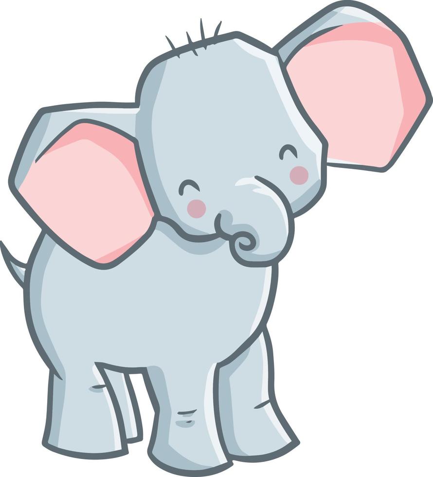 Funny and cute baby elephant smiling happily vector