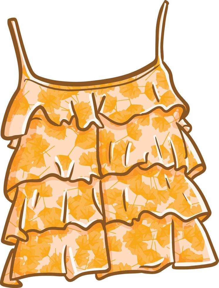 Cute and sexy woman dress with orange leaves pattern vector