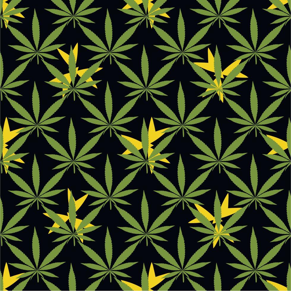 cannabis seamless pattern for printing on fabric men's women's clothing t-shirts dresses textiles green juicy abstract bright ,on a black background vector