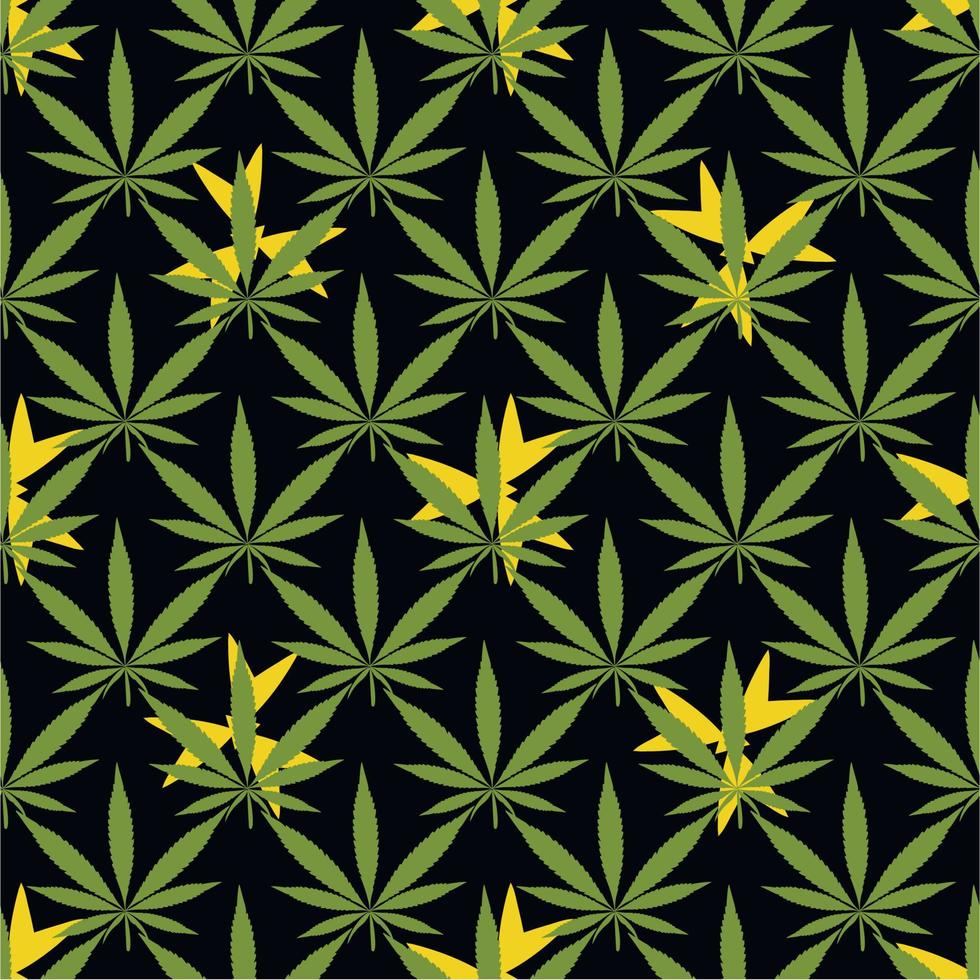 cannabis seamless pattern for printing on fabric men's women's clothing t-shirts dresses textiles green juicy abstract bright ,on a black background vector