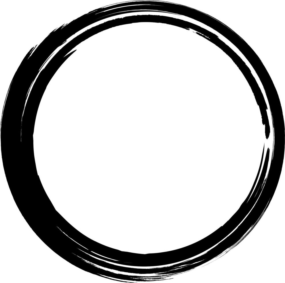 Ink drawn circle. Brush stroke. Grunge frame. Grunge circle. vector