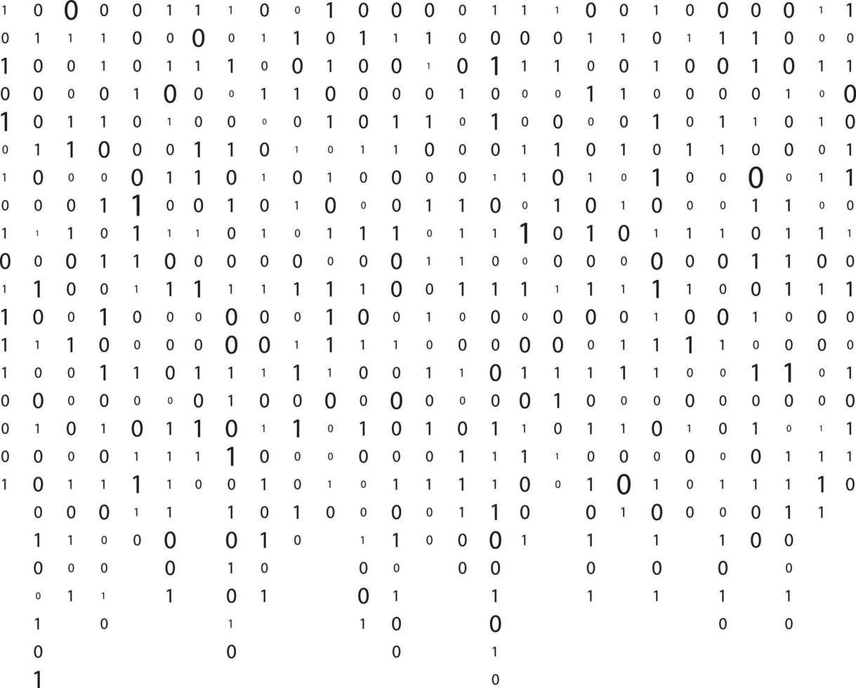 binario código. matriz. corriente de binario código. números en el pantalla. uno cero. vector
