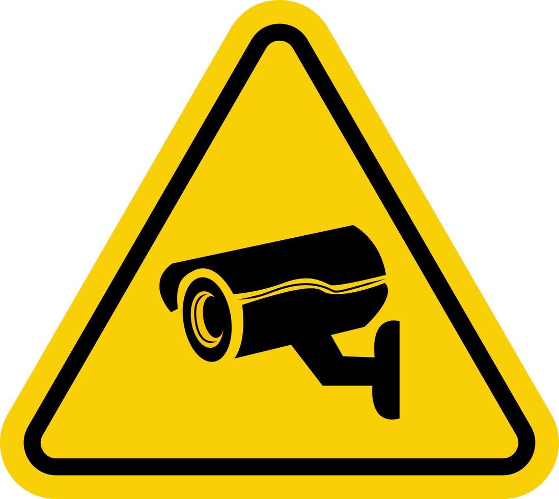 CCTV camera sign. Yellow triangle indicating camera operation. Camera warning sign. vector