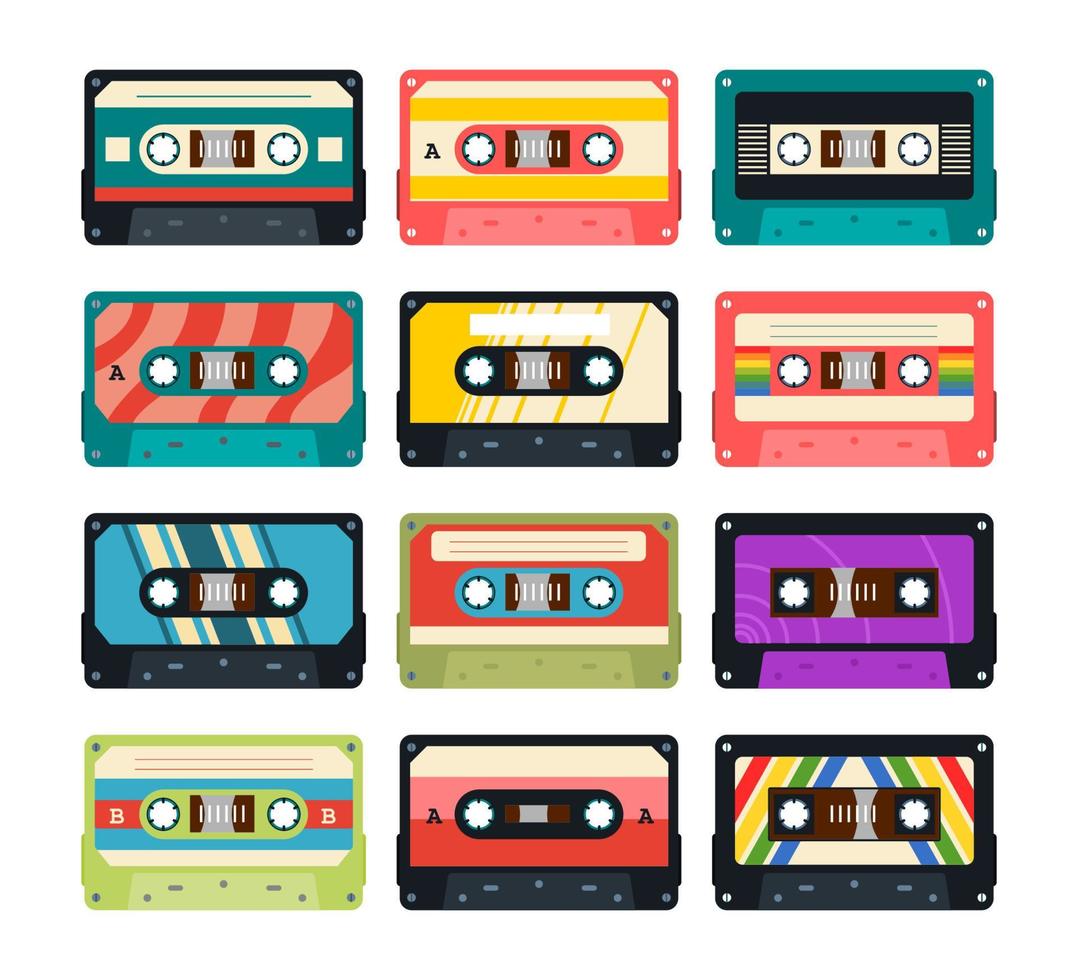 Colorful Pastel Vintage Retro Radio Cassette Cartoon with 1980s Style Vector Illustration