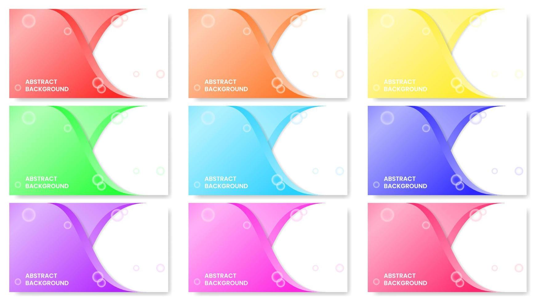 nine sets of background with copy space design template. colorful, simple, modern and elegant concept. used for backdrop, banner, flyer or brochure vector