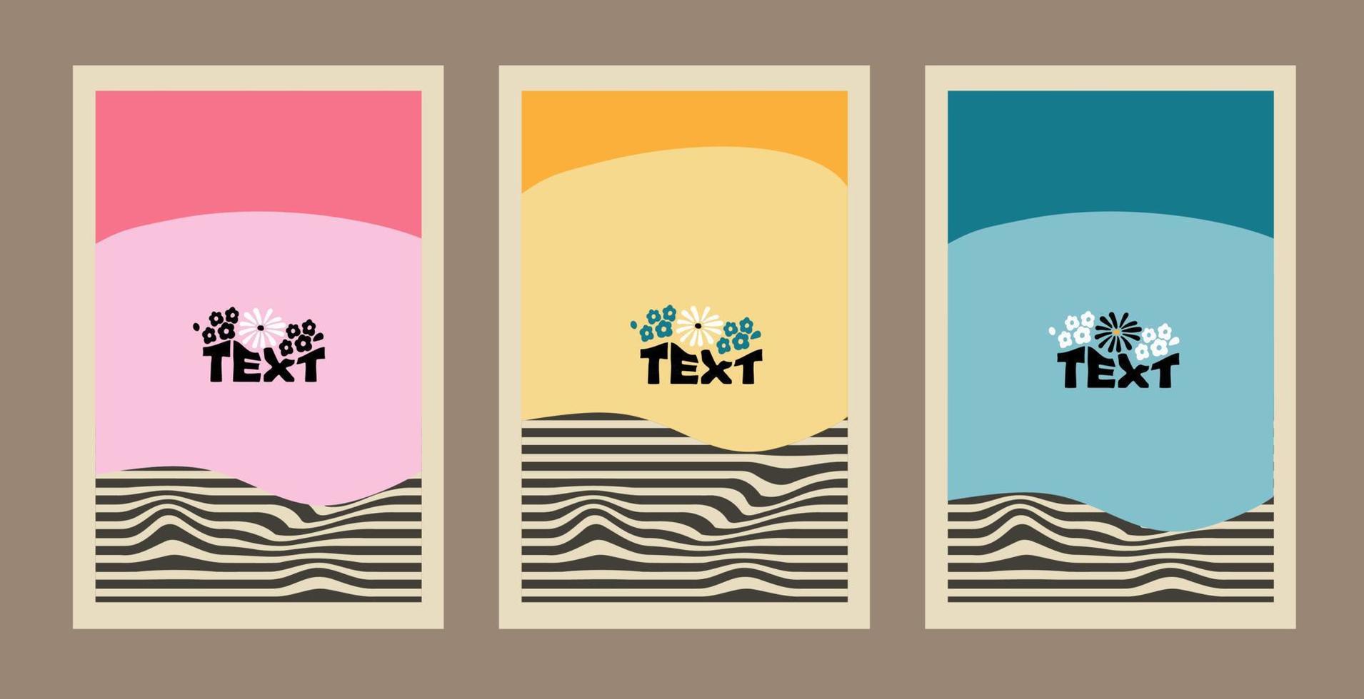 Vintage Design Template. Set of abstract backgrounds in trendy retro trippy style. vector