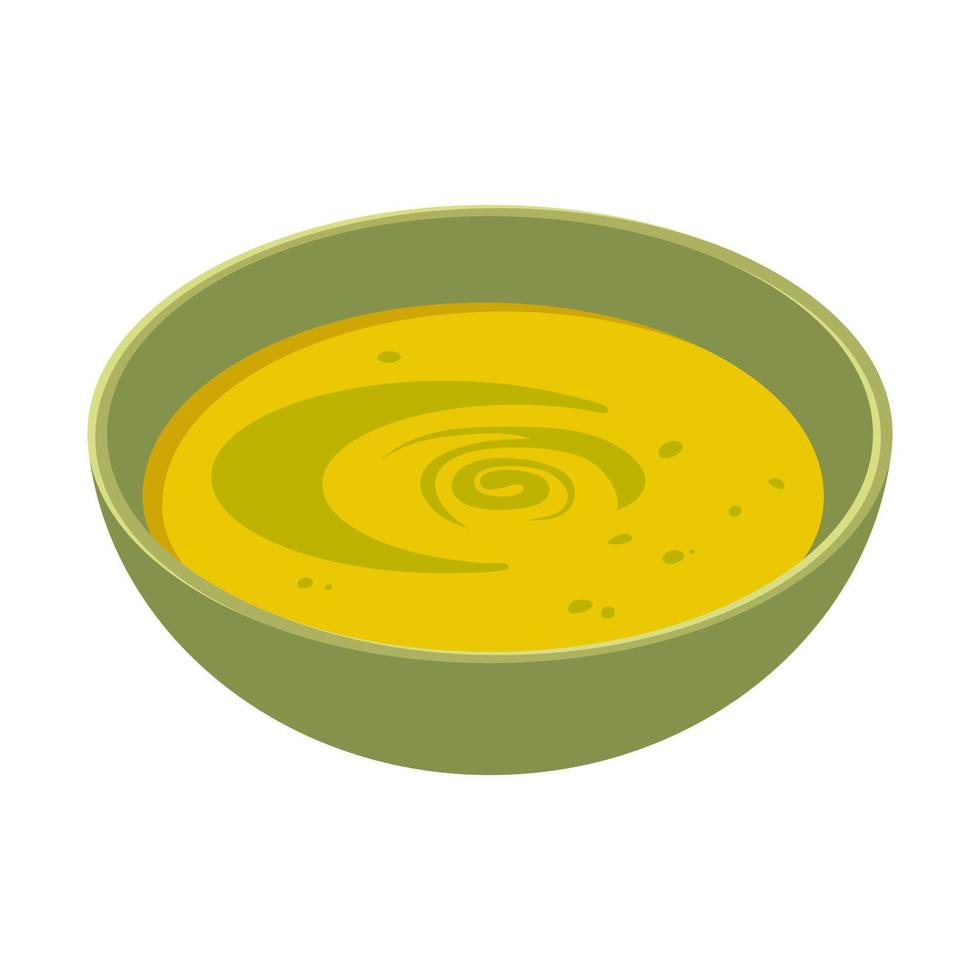 Zucchini puree soup. Vector illustration on a white background.