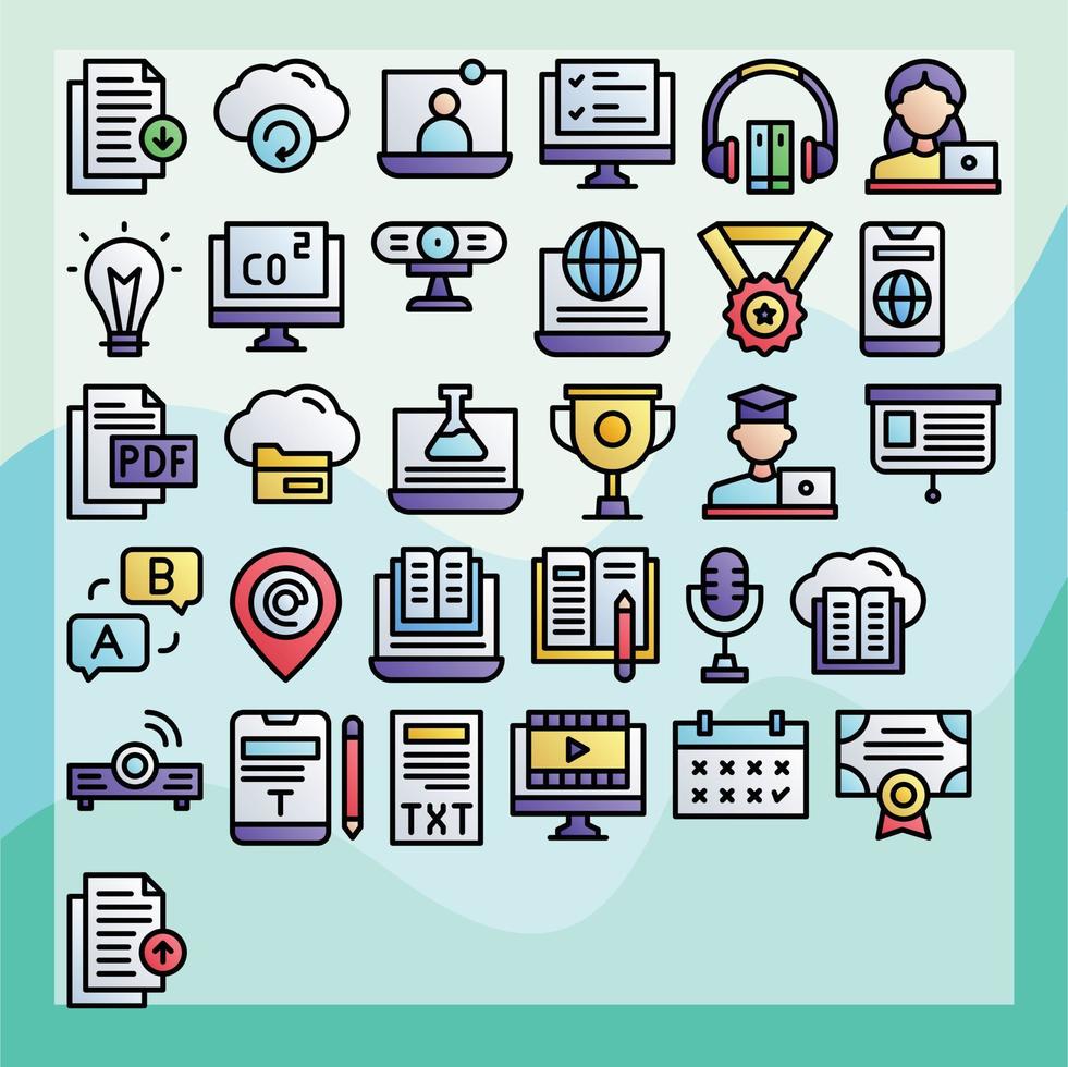 online learning icon pack for download vector