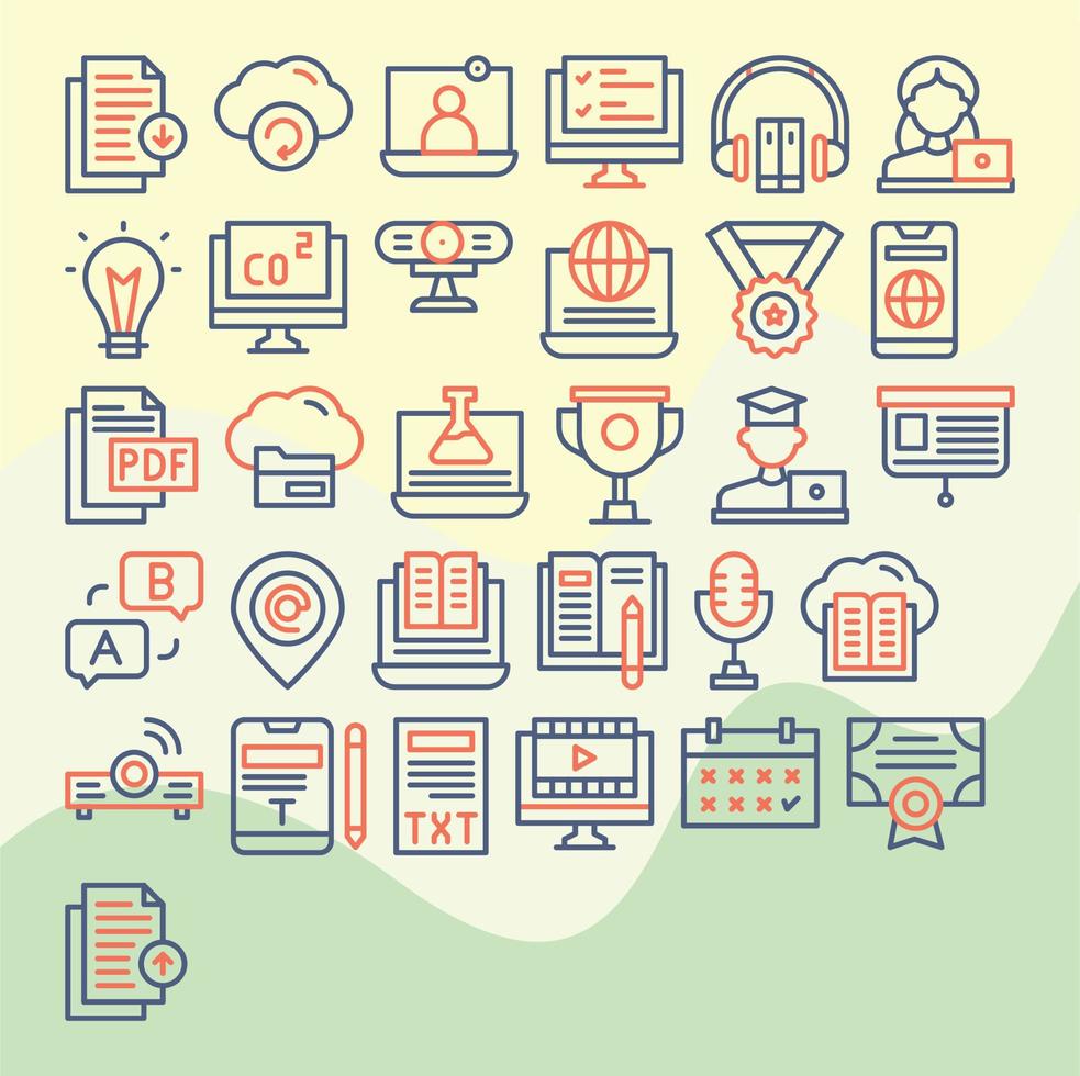 online learning icon pack for download vector