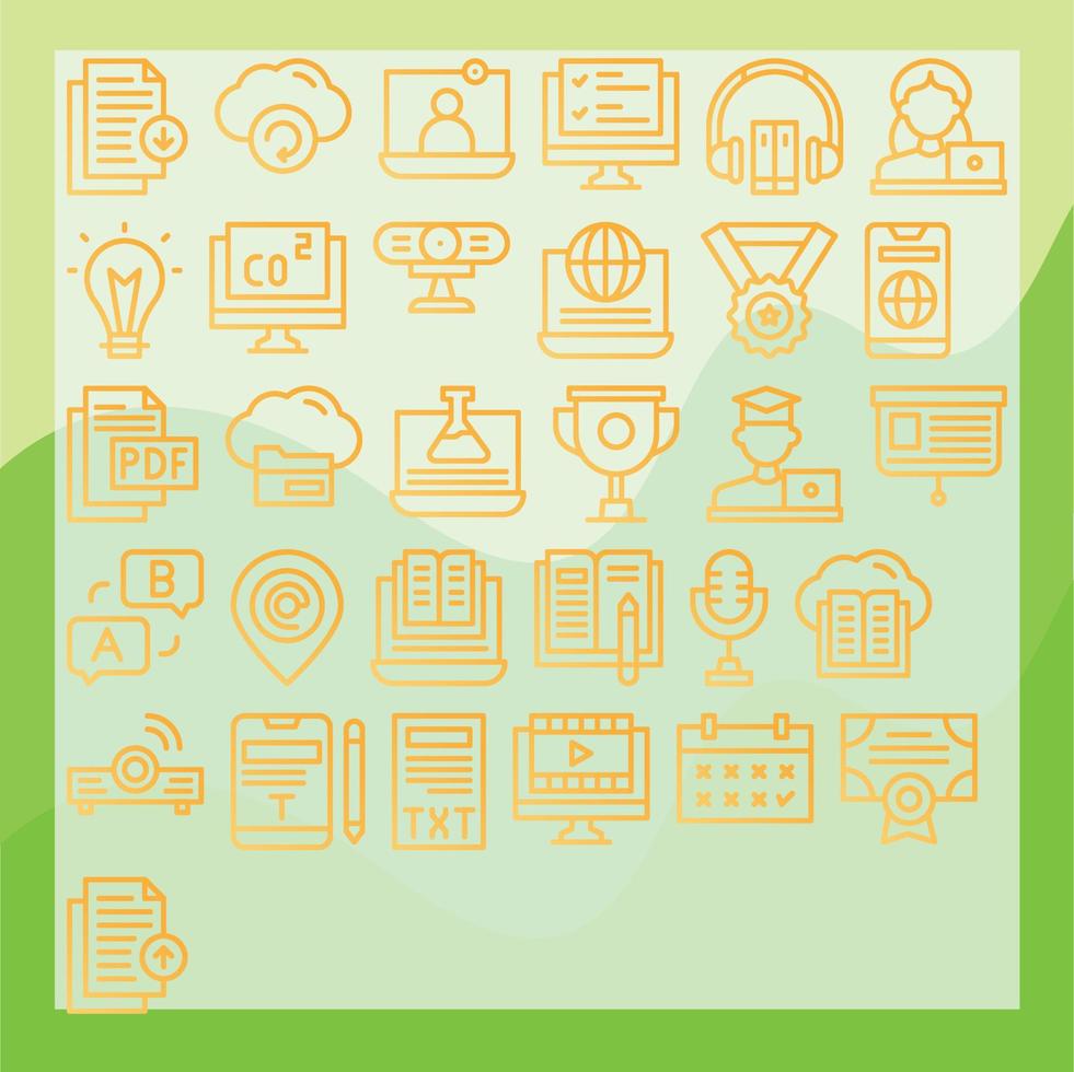 en línea aprendizaje icono paquete para descargar vector