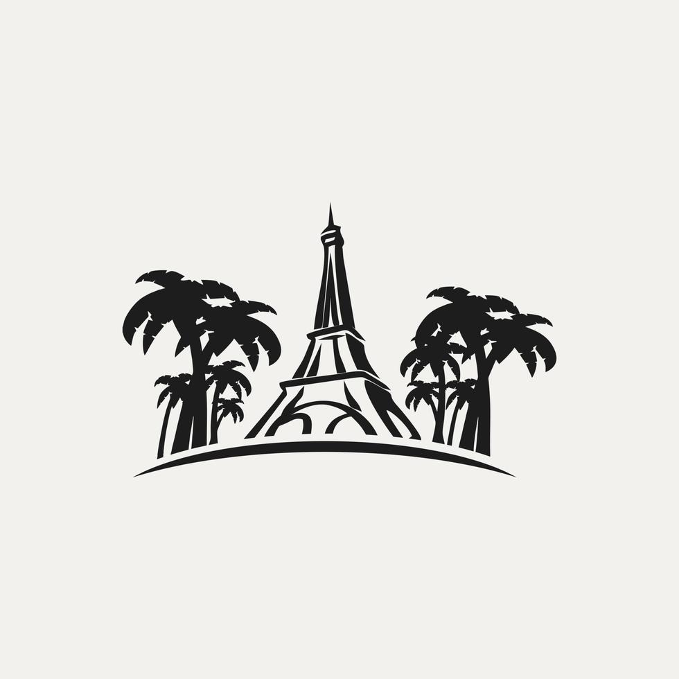 eiffel tower natural logo design vector