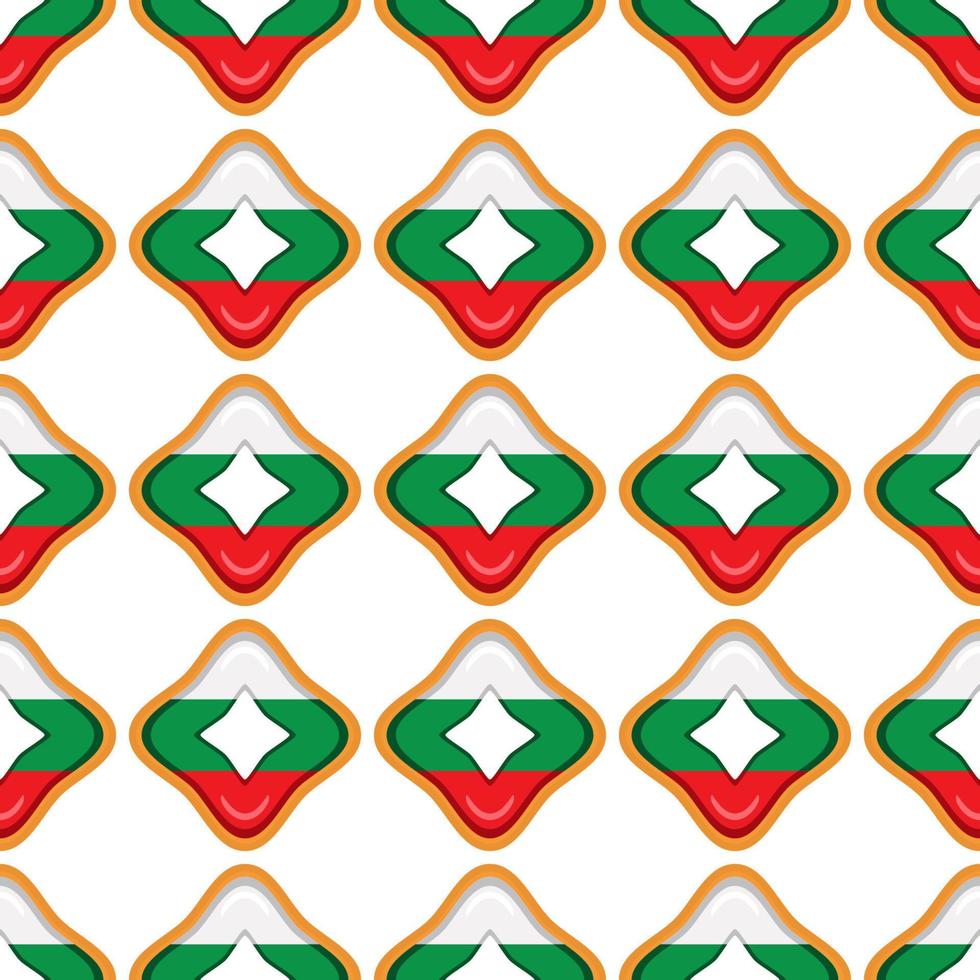 Pattern cookie with flag country Bulgaria in tasty biscuit vector