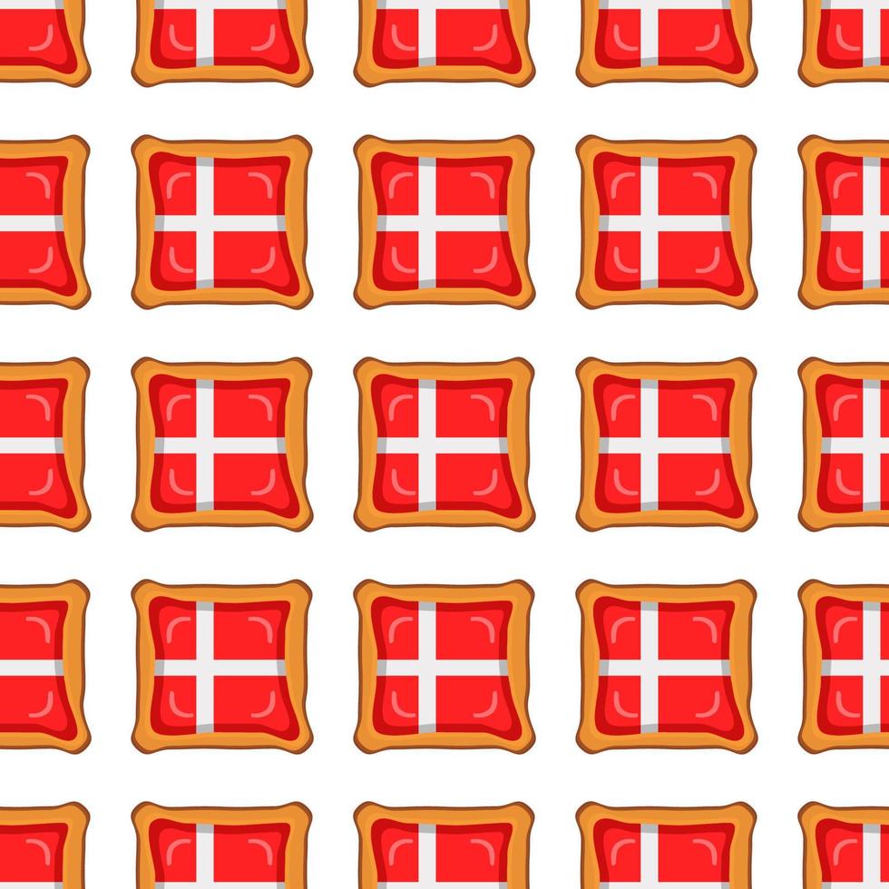 Pattern cookie with flag country Denmark in tasty biscuit vector