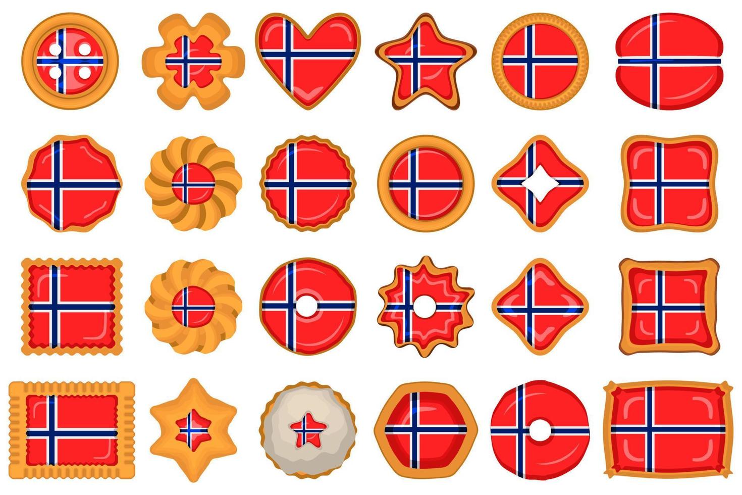 Homemade cookie with flag country Norway in tasty biscuit vector