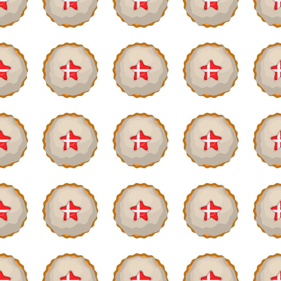 Pattern cookie with flag country Denmark in tasty biscuit vector
