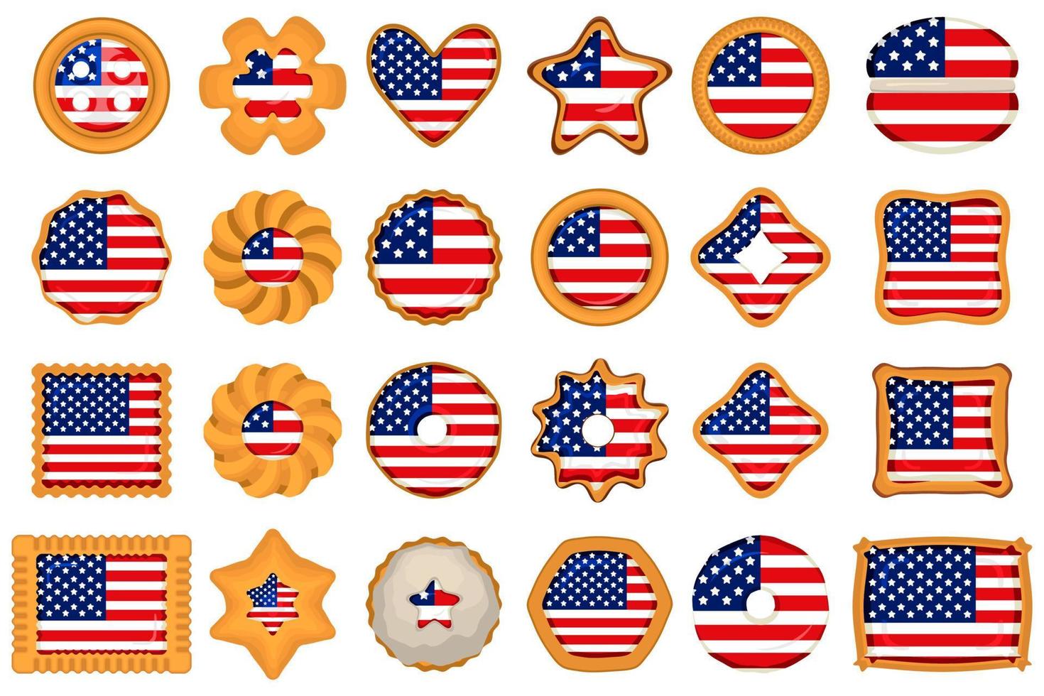 Homemade cookie with flag country USA in tasty biscuit vector