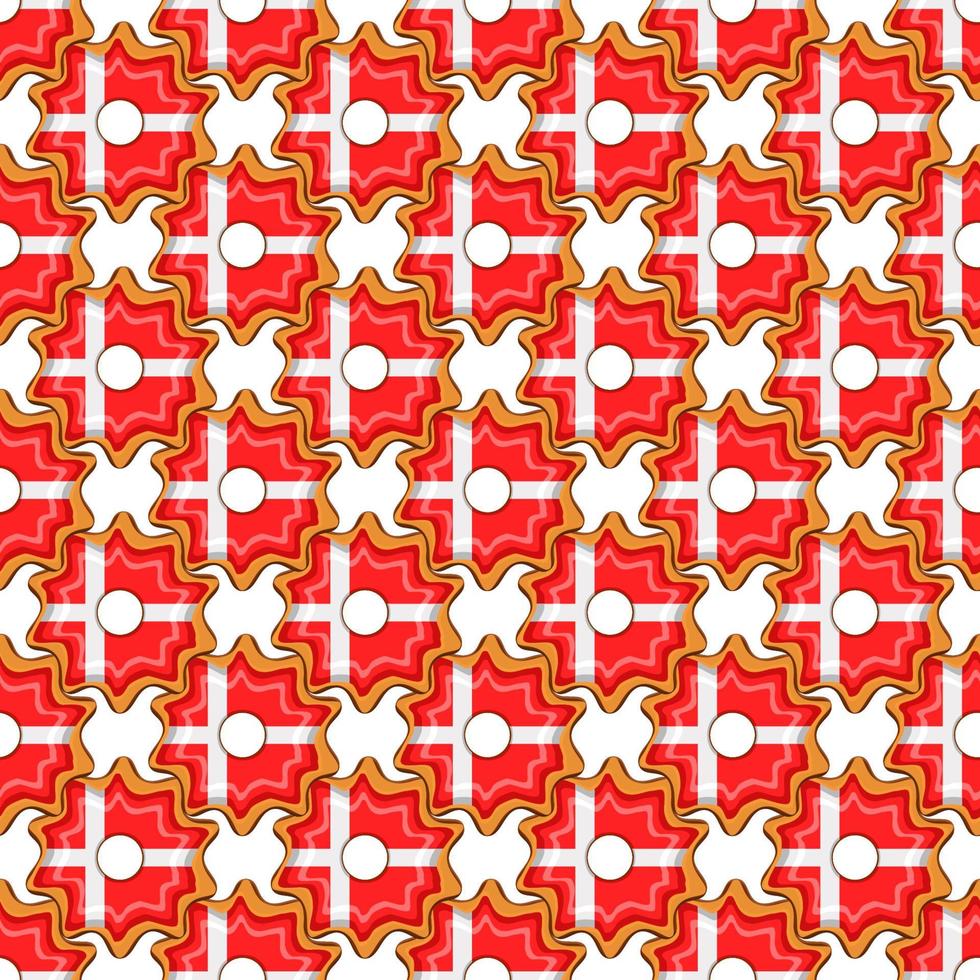 Pattern cookie with flag country Denmark in tasty biscuit vector